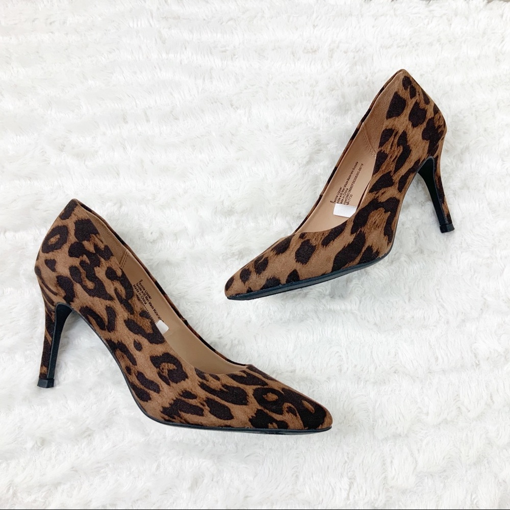 A New Day Gemma leopard pointed toe heels